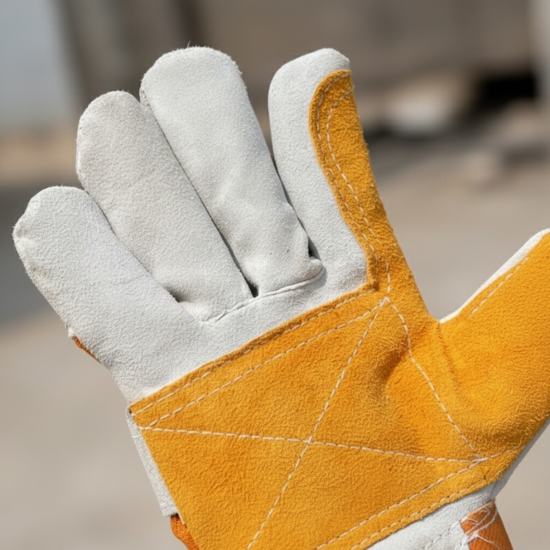 BSI 2476YCHK 707 Leather Working Gloves Yellow Double Palm - Image 2