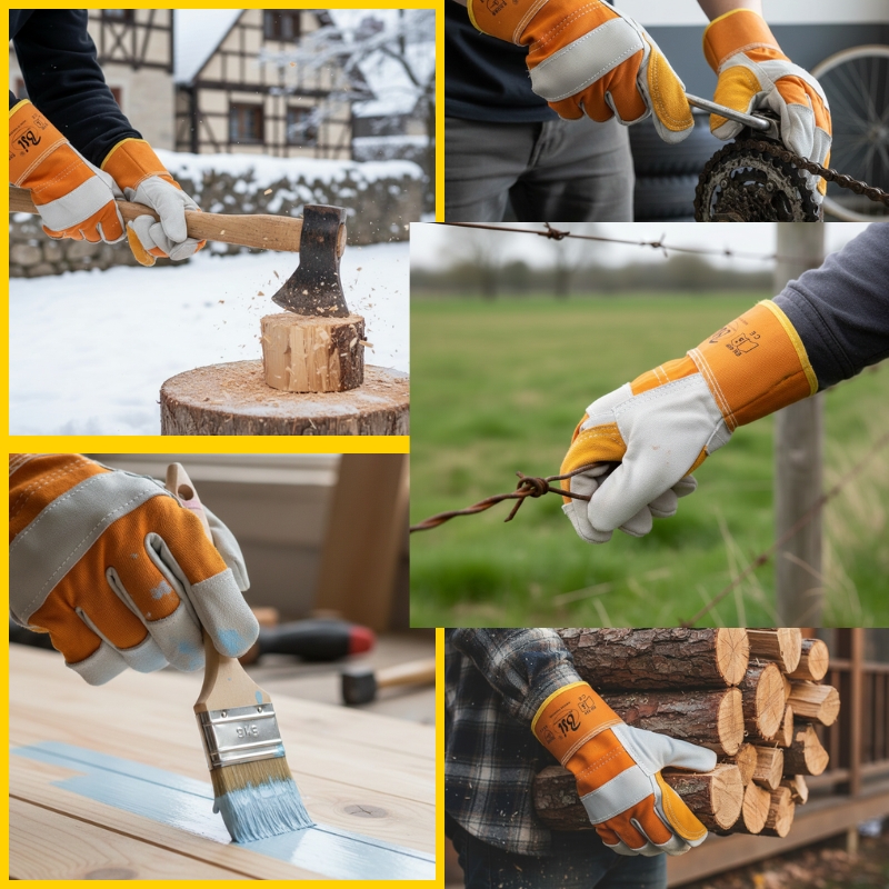 BSI 2476YCHK 707 Leather Working Gloves Yellow Double Palm - Image 8
