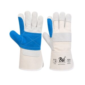 BSI 2476WCHK Leather Working Gloves White and Turquoise Double Palm 707