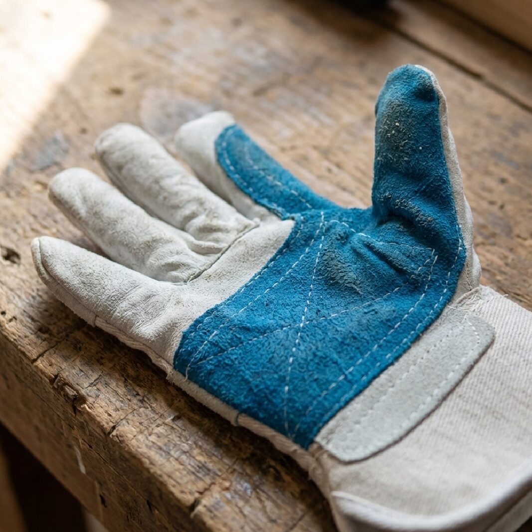 BSI 2476WCHK Leather Working Gloves White and Turquoise Double Palm 707 - Image 2