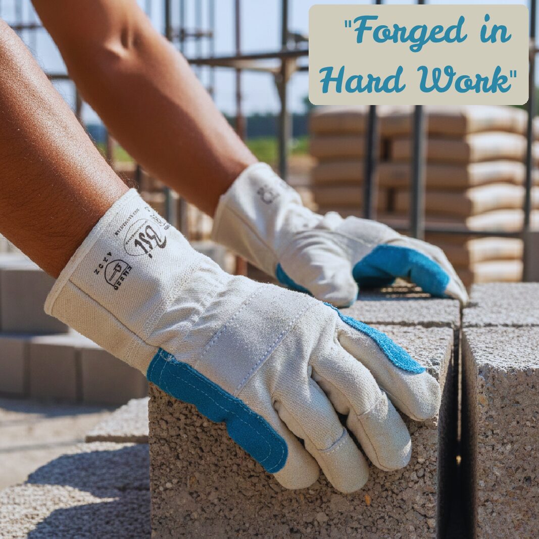 BSI 2476WCHK Leather Working Gloves White and Turquoise Double Palm 707 - Image 5