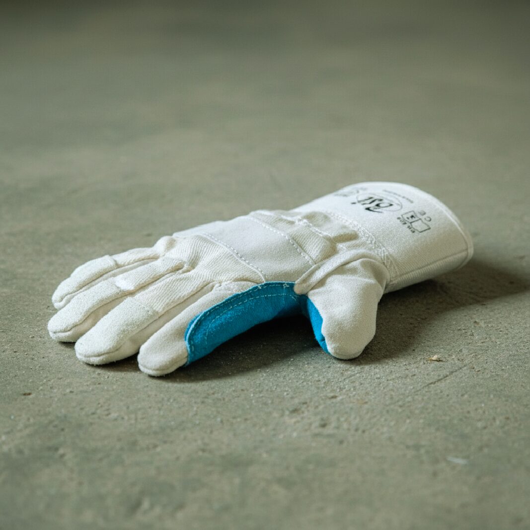 BSI 2476WCHK Leather Working Gloves White and Turquoise Double Palm 707 - Image 4