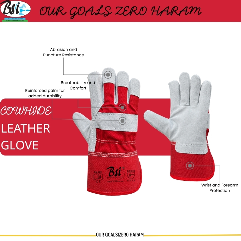 BSI 2450CHK 808 Red China Khadi Cuff Leather Work Gloves – A Quality - Image 7