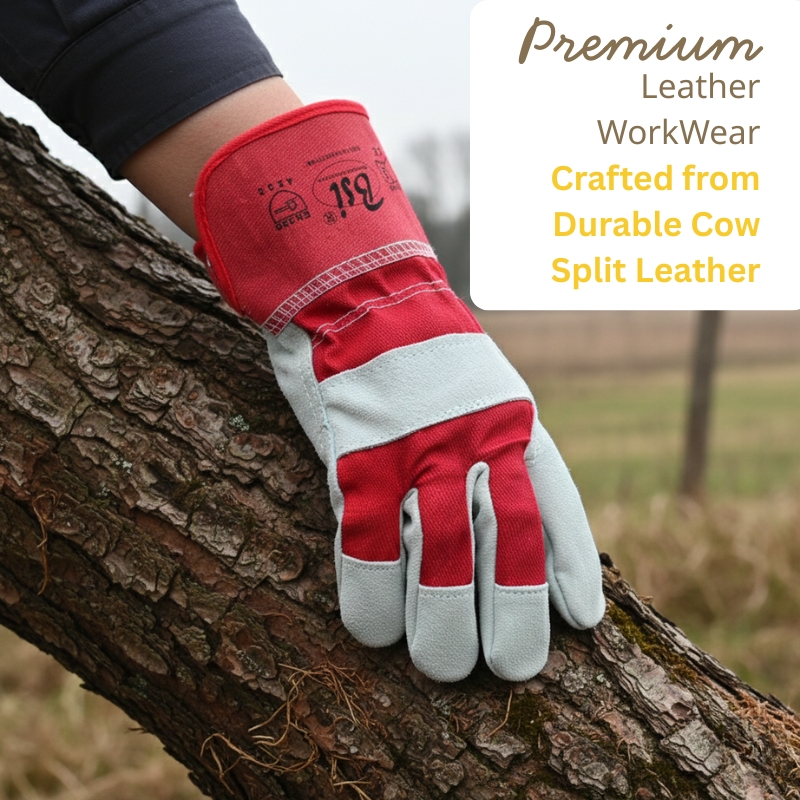 BSI 2450CHK 808 Red China Khadi Cuff Leather Work Gloves – A Quality - Image 2