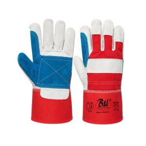 BSI 2476TCHK Red and Turquoise Gun Palm Leather Work Gloves 707