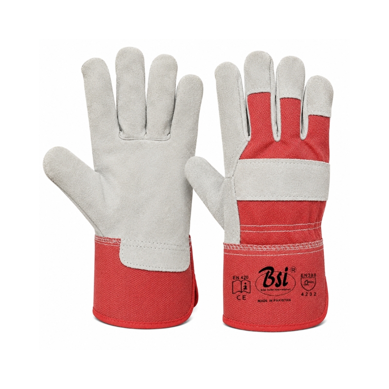 BSI 2426RSOT 707 Red China Khadi Cuff Leather Work Gloves – A/B Quality