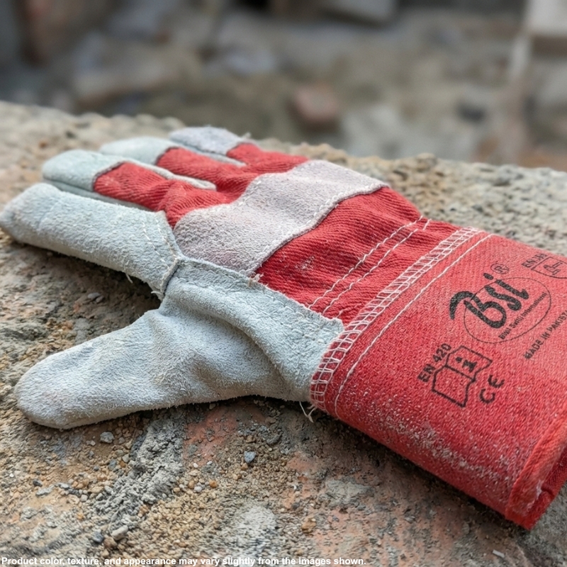 BSI 2426RSOT 707 Red China Khadi Cuff Leather Work Gloves – A/B Quality - Image 4