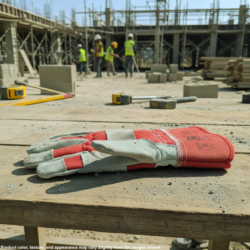 BSI 2426RSOT 707 Red China Khadi Cuff Leather Work Gloves – A/B Quality - Image 2