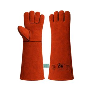 BSI Red 2501RP 16" Long Cuff Welding Gauntlet Gloves with Black Piping