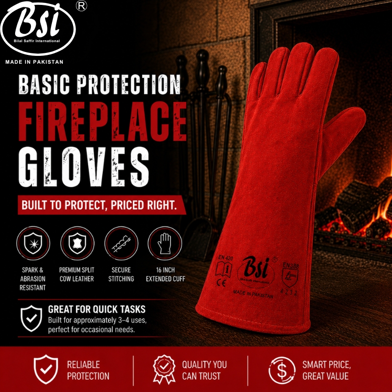 BSI Red 2501RS 16" Long Cuff Welding Gauntlet Gloves – Simple Style - Image 5