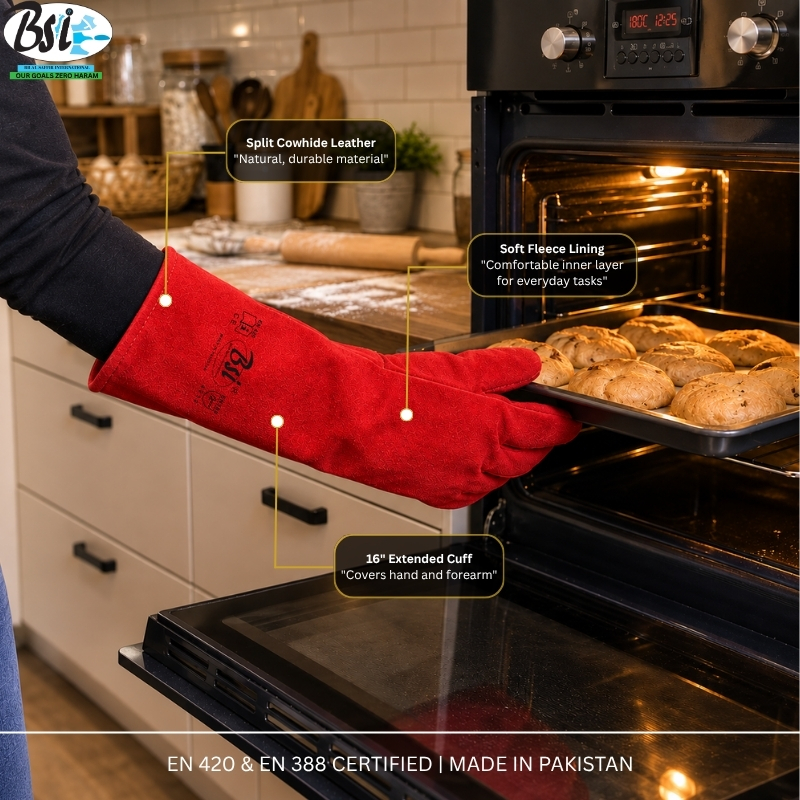 BSI Red 2501RS 16" Long Cuff Welding Gauntlet Gloves – Simple Style - Image 6