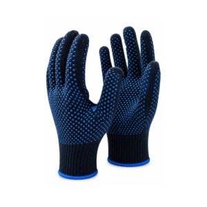 BSI 2455BDD Cotton Glove Black Knitted Blue Dotted (Double Sided)
