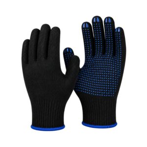 BSI 2455BSD Cotton Glove Black Knitted Blue Dotted (Single Sided)